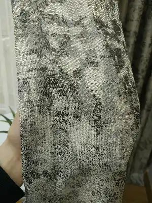 Patine Desenli Gri Desenli Jakar Fon Perde (180)- Gri