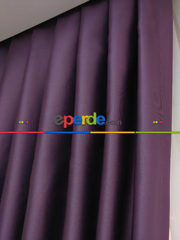 Mürdüm Blackout Düz Fon Perde- Mürdüm