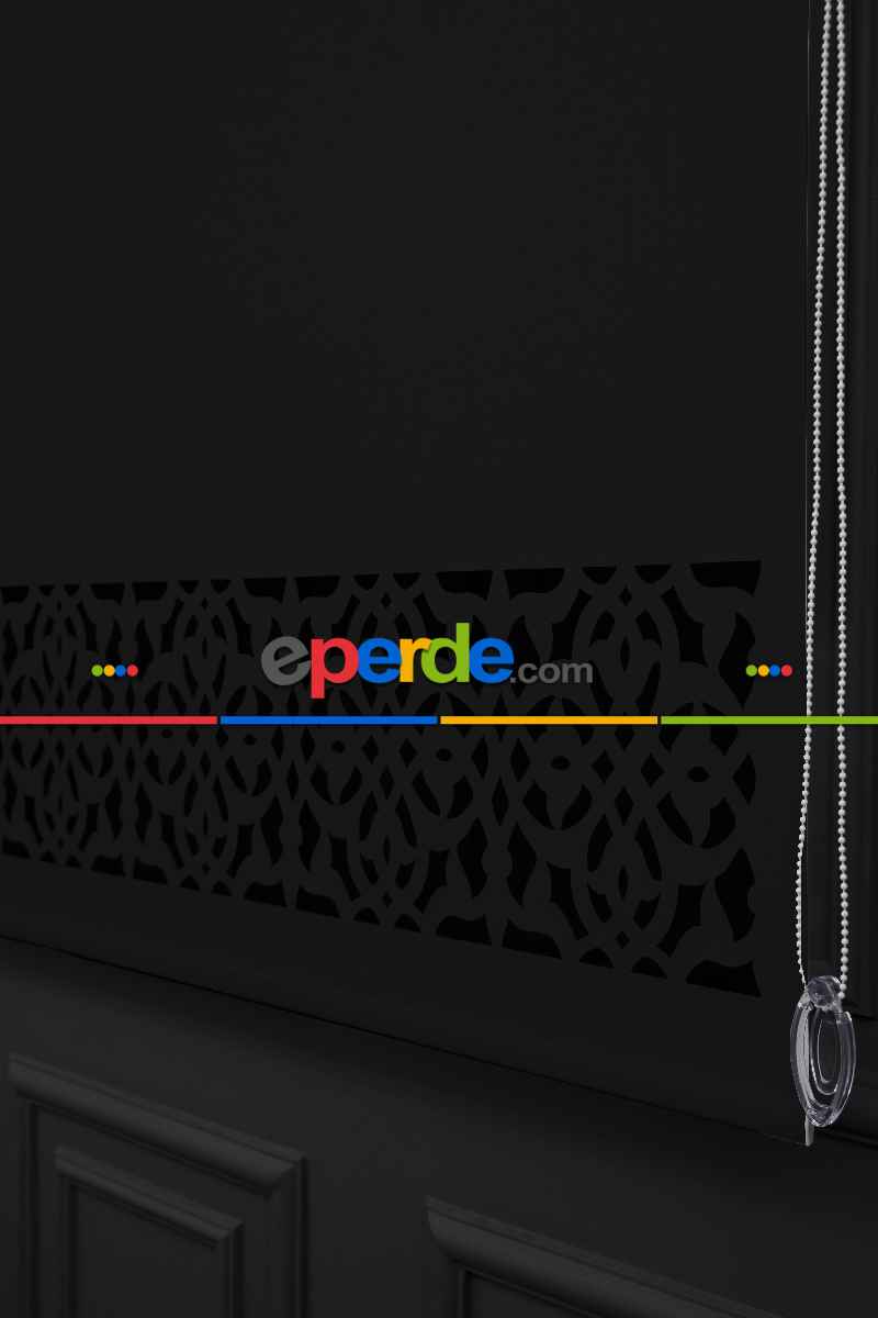 Siyah Renk Lazer Kesim Mat Stor Perde (ister Düz - İster Lazer Kesimli Satın Alın)