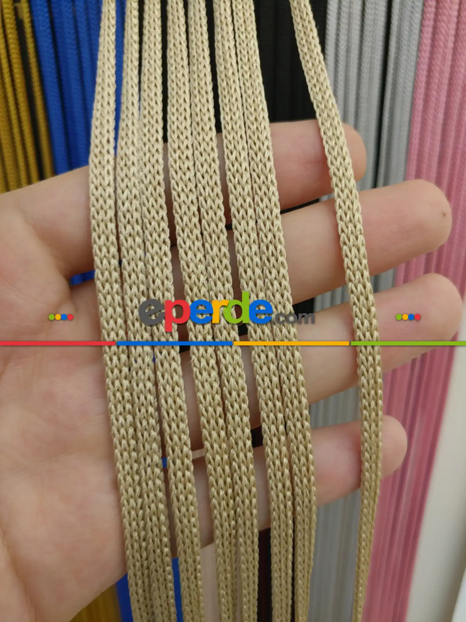 Bej Rengi İp Perde Jumbo Zincir Serisi- Bej