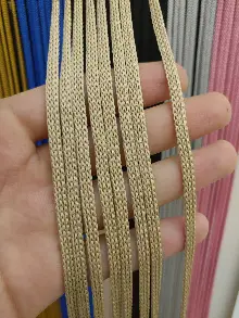 Mutfak İp Perde - Bej Rengi İp Perde Jumbo Zincir Serisi- Bej