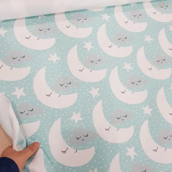 Çocuk Odası Fon Perde K443c - Kumaşı Kalındır Duck Bezi Değildir.- Mavi-Beyaz-Mavi Açık-Çok Renkli