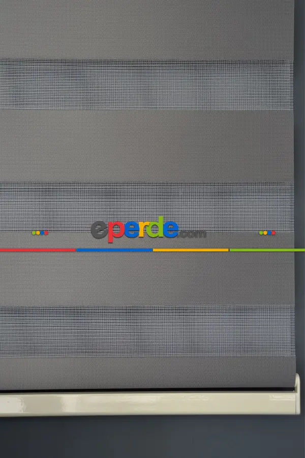 Halim Perdesan Ba-19 Antrasit Renk Etekli Veya Eteksiz Zebra Stor Perde