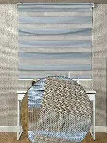 Mutfak Gri Pliseli Geniş Zebra Perde, Standart Metal Kasalı Yüksek Kalite Kornişe Kolay Montaj Seçenekli