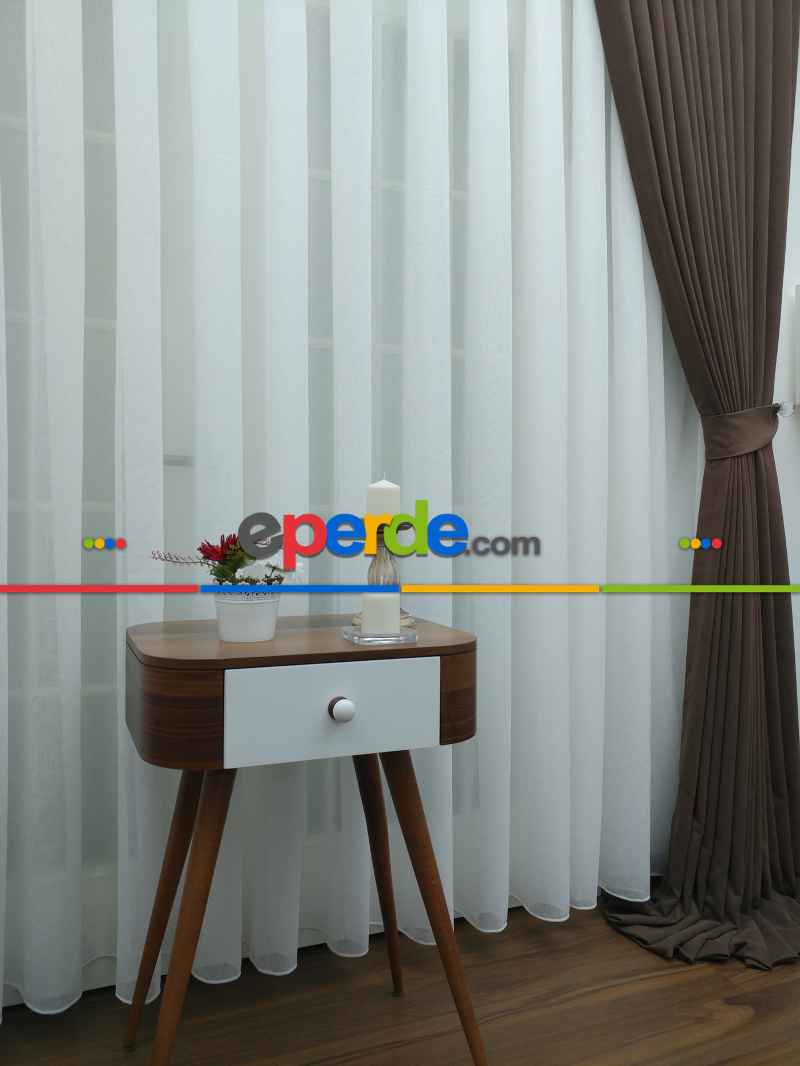 Mutfak - Ekru ( Beyaza Yakın ) - Keten Tül Perde- Beyaz-ekru