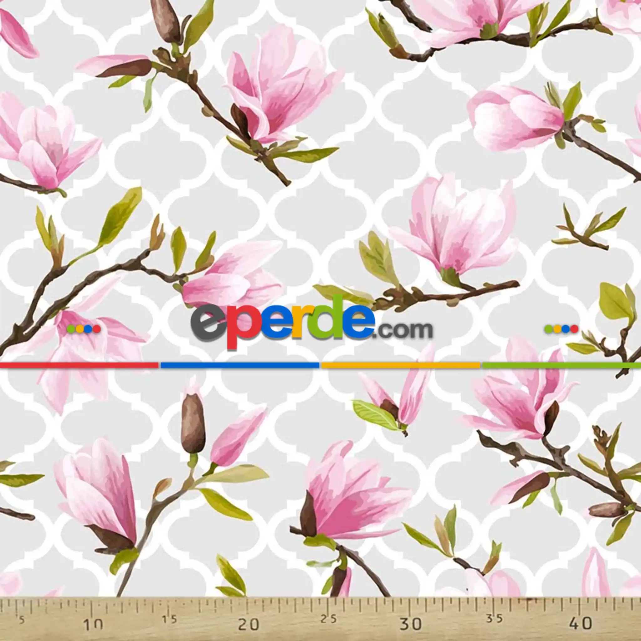 Pembe Çiçek Desenli Fon Perde Evm731 Kumaşı Kalındır Duck Bezi Değildir- Mavi-Beyaz-Pembe-Açık Yeşil-Gül Kurusu