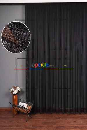 Hazır Ölçülü Petek Zemin Siyah Grek Tül Perde