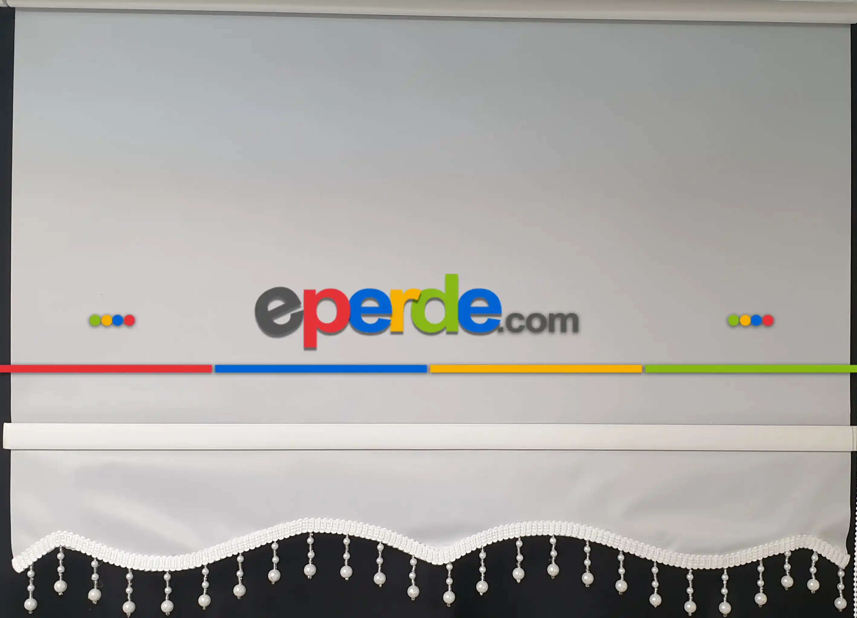 Brillant İnci Boncuklu Stor Perde- Beyaz-krem-ekru