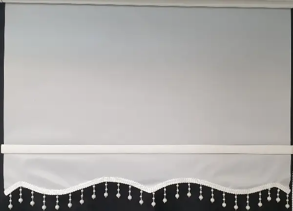 Brillant İnci Boncuklu Stor Perde- Beyaz-krem-ekru