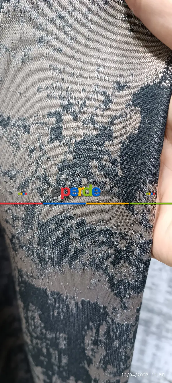 Yatak Odası - 2023 Elit Modern Damask Desenli Fosforlu İplik Dokuma Fon Perde - 3 Bakır-siyah