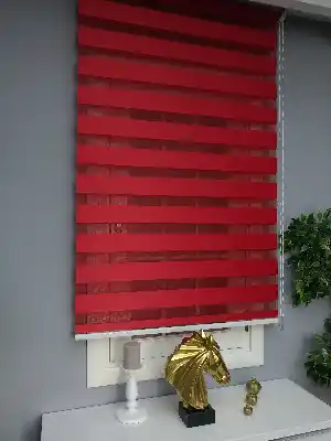 Perle Home Düz Kırmızı Zebra Perde
