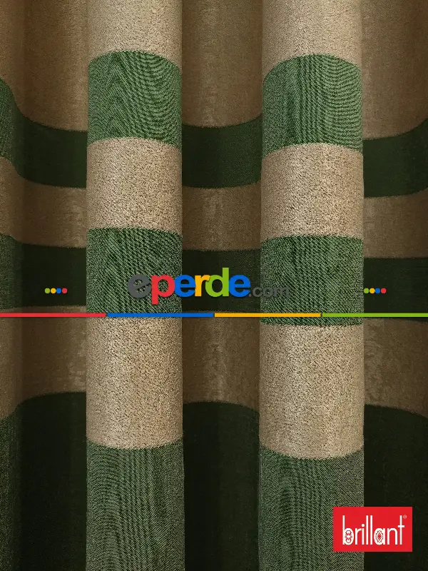 Brillant Süet Pano Fon Perde 180cm Yeni Sezon- Yeşil-bej