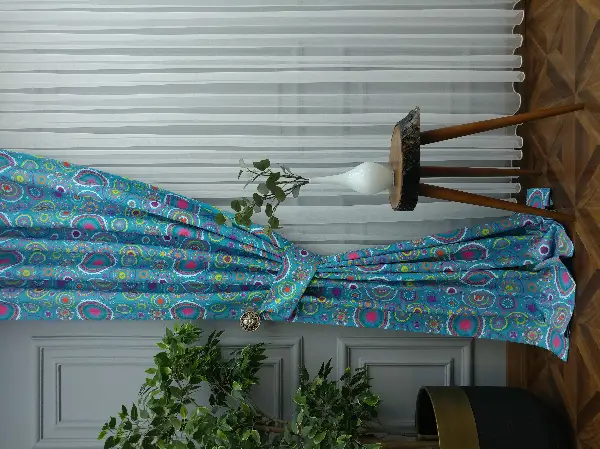 Mutfak Fon Perde Baskılı K621 E- Mavi