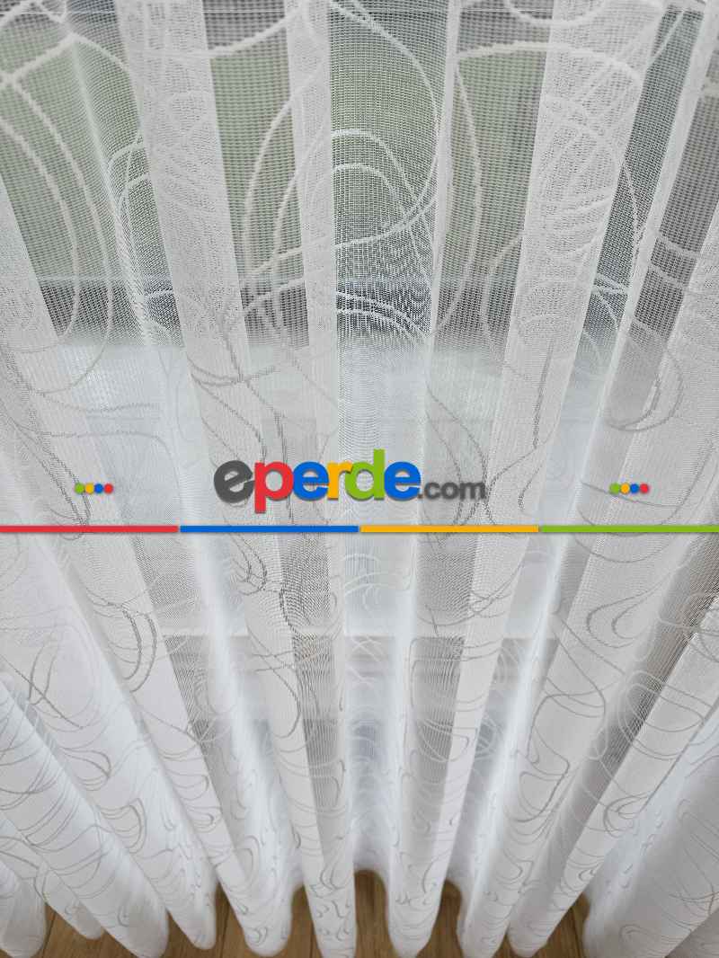 Desenli Fransız Dantel Örme Tül Perde, Desenli Ütü İstemeyen Tül