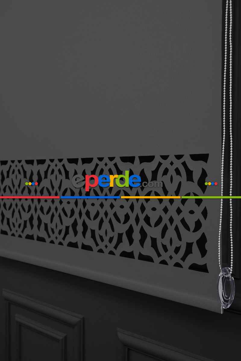 Koyu Gri Renk Lazer Kesim Mat Stor Perde (ister Düz - İster Lazer Kesimli Satın Alın)