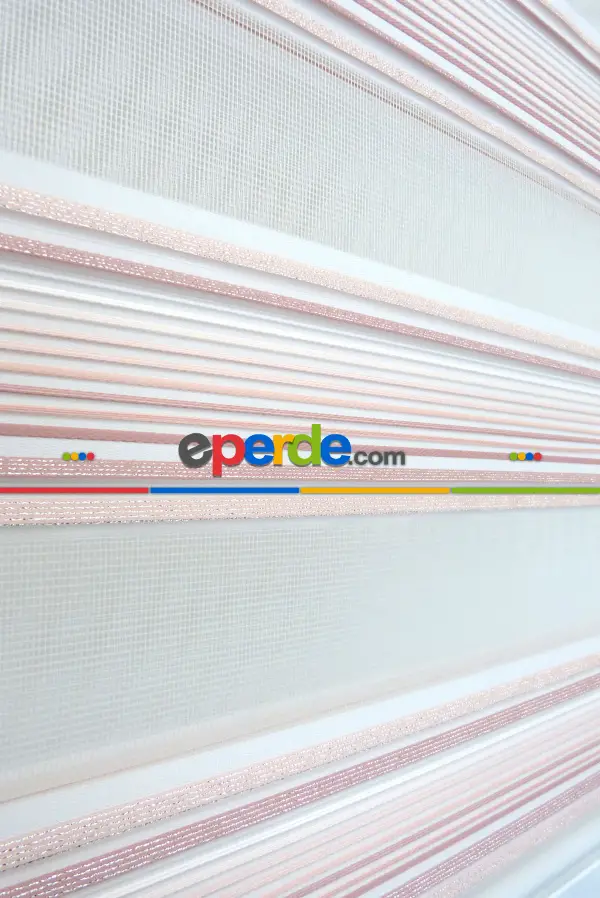 Salon Zebra - Pudra Pembe Plise Zebra Zebra Perde- Pembe Pudra Pembe