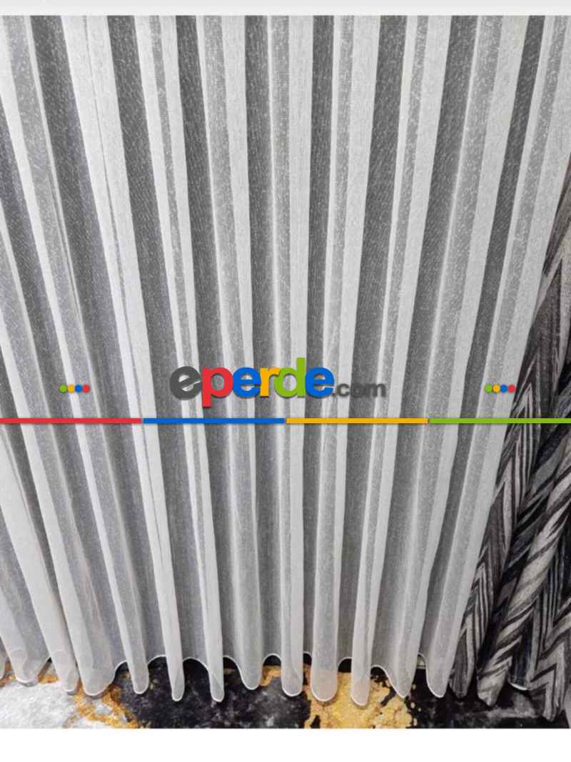 Salon Tül Perde - Salon Çocuk Odası Yatak Odası Ütü İstemeyen Şantuk Birinci Kalite Tül Ekru Renk Kırık Beyaz- Ekru - Kurşunlu Tül