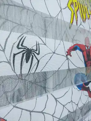 Zebra Perde- Dijital Spıderman Örümcek Adam Baskılı Zebra Perde- Mavi-kırmızı-sarı
