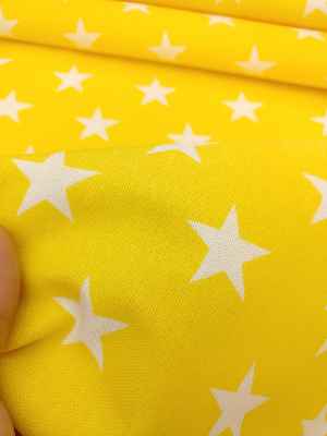 Sarı Yıldız Desenli Fon Perde ( Leke Tutmaz )- Sarı