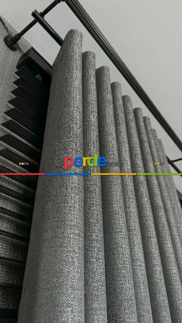 Gri Gümüş Fon Perde, Kazayağı Desenli Jakar Dokuma Pano Model