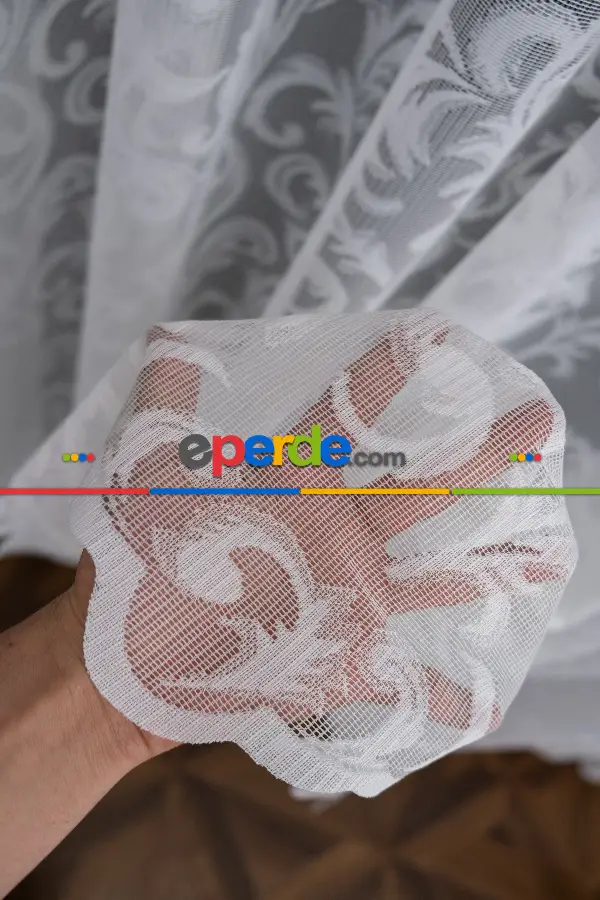 Taç Perde Şal Desen Kırışmaz Tasarım Tül Perde Modelleri