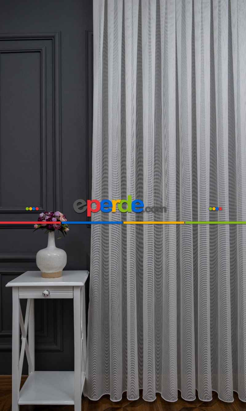 Salon Tül - Krem Renkli Kedi Tırmalamalarına Dayanaklı Tül Perde