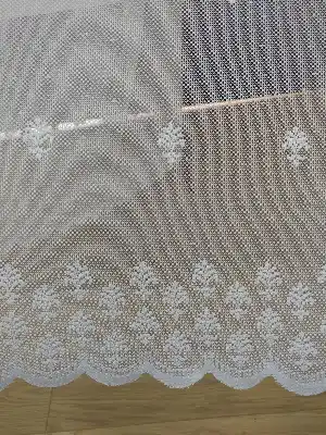 Serpme Damask Desenli ( Orjinal ) Kdk Salon Fransız Dantel Tül Perde & Kruvaze Model Dikiş Seçenekli - Ekru Renk - Ütü İstemeyen