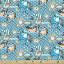 Marine Ve At Desenli Fon Perde Evm832 Kumaşı Kalındır Duck Bezi Değildir- Beyaz