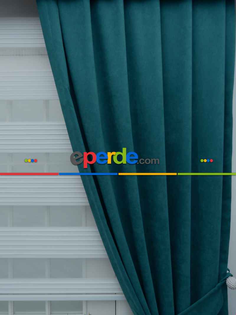 Bebek Odası - Petrol Mavi - Düz Fon Perde 820