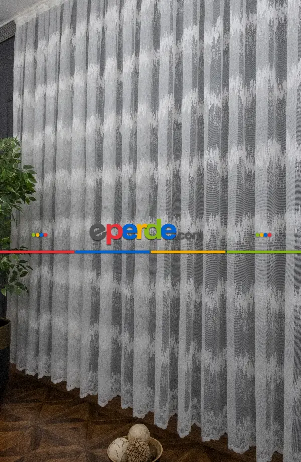 Salon - Taç Ütü İstemez Zikzaklı Yeni Tasarım Model Tül