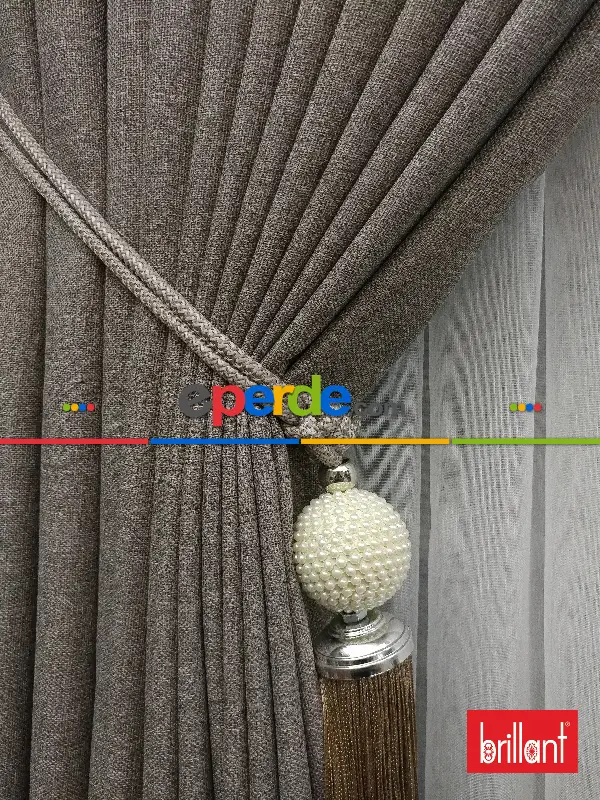 Salon Fon - Brillant Keten Açık Vizon Renk Düz Fon Perde - Açık Vizon