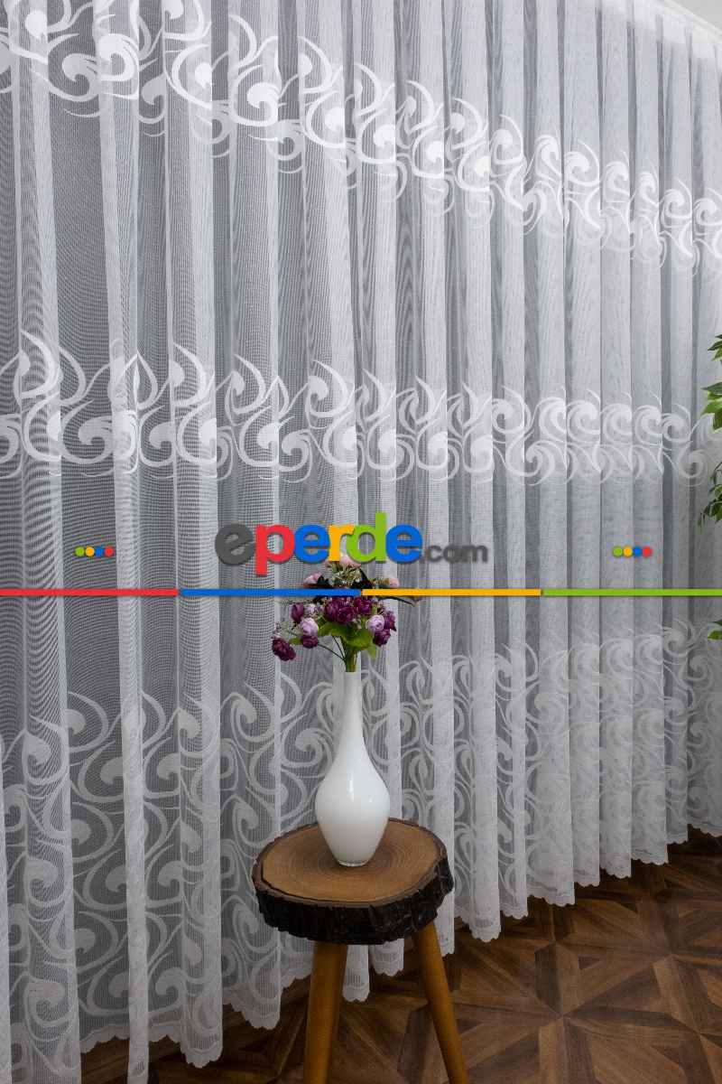 Oturma Odası - Ft Serisi Vakko Desen Tül Perde- Ekru