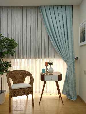 Açık Mavi Renk Jakar Desenli Fon Perde- Mavi Açık-mavi Doymamış