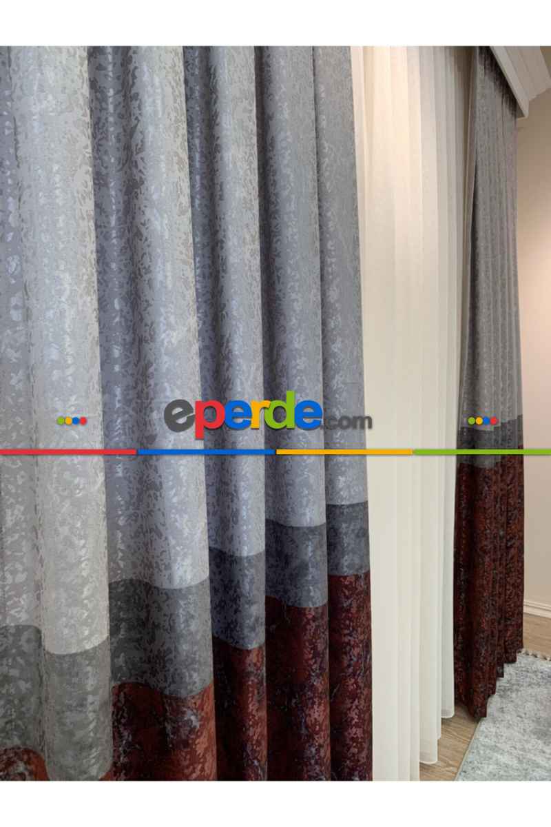 Fon Perde Brillant Flrorus Tasarım Model Renk Yeni Siya Gri Antrasit Fon Perde