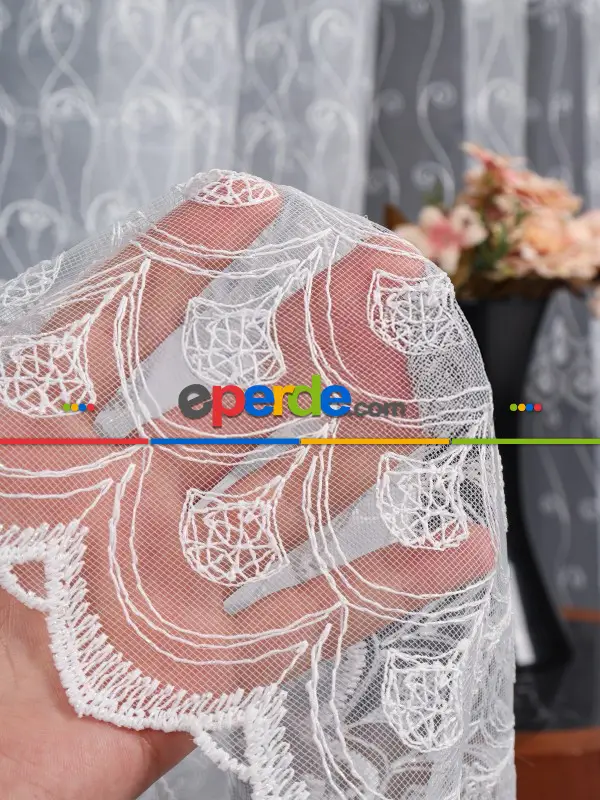 Salon Ve Oturma Odası İçin Brode Tül Perde | Özel Desen