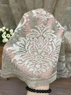 Sütlü Kahve Renk Fransız Danteli Tül Perde Damask Desenli- Sütlü Kahve