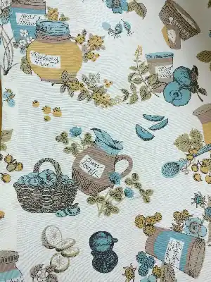 Mutfak Perdesi Kanat Fon Perde Desenli- Yeşil