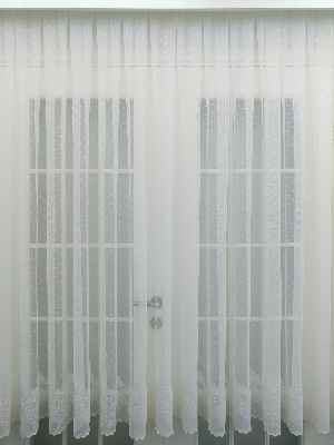 Etek Ucu Desenli Dantel Tül Perde- Ekru