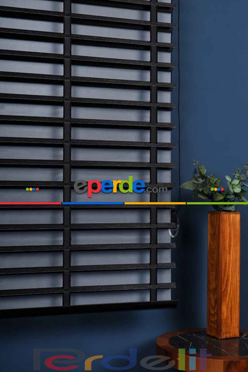 Siyah 50mm Silüet Kumaş Jaluzi Perde