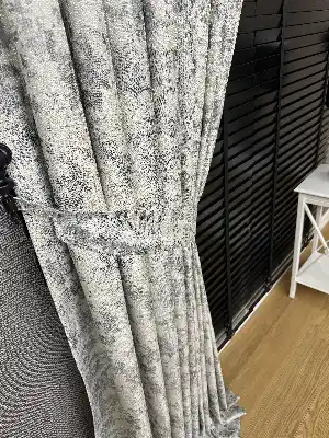 Gri Ve Bej Rengi Jakar Fon Dokuma Perde