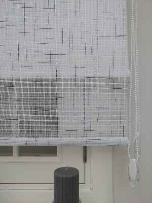 Keten Tül Stor Wicker - Çiftli Sistem Tül Stor Perde (wicker) Prag 04- Gri-Füme-Antrasit-Gri Açık