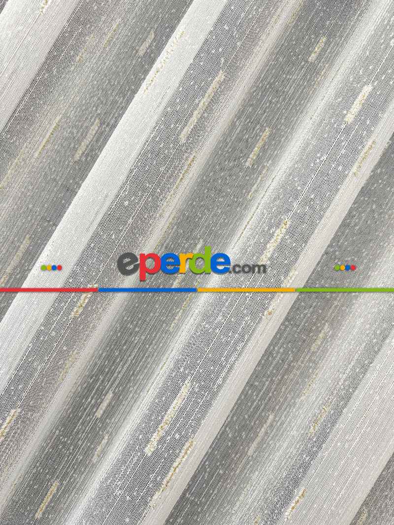 Sakallı Şantuk Tül Perde - Krem Altın - Ürün Videosu Açıklamada Vardır