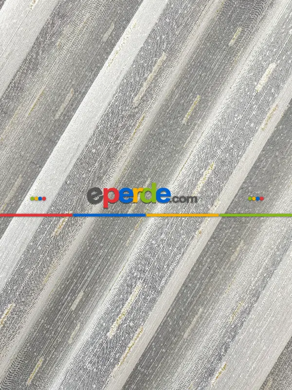 Salon Sakallı Şantuk Tül Perde - Krem Altın - Ürün Videosu Açıklamada Vardır