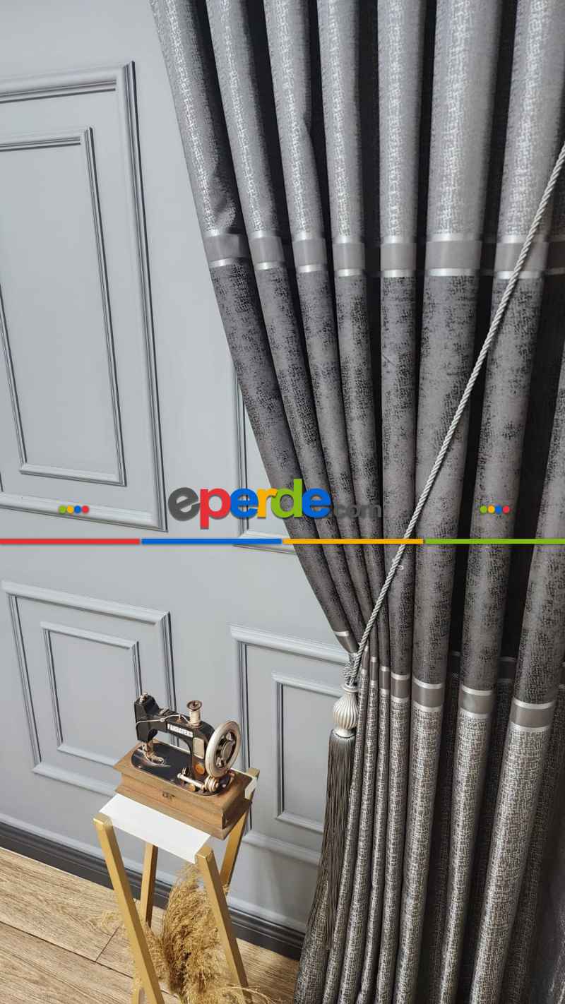 Gri Modern Fon Perde - Adet Fiyatıdır 70cm X 275cm 