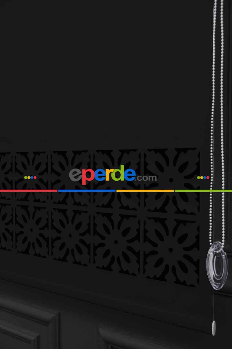 Siyah Renk Lazer Kesim Mat Stor Perde (ister Düz - İster Lazer Kesimli Satın Alın)