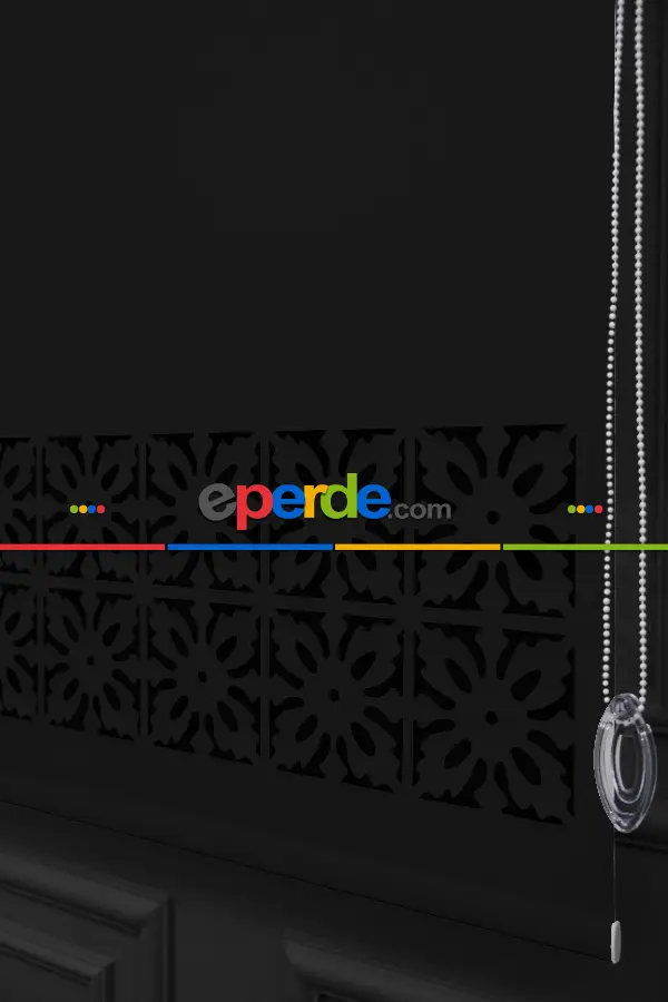 Salon Stor - Siyah Renk Lazer Kesim Mat Stor Perde (ister Düz - İster Lazer Kesimli Satın Alın)