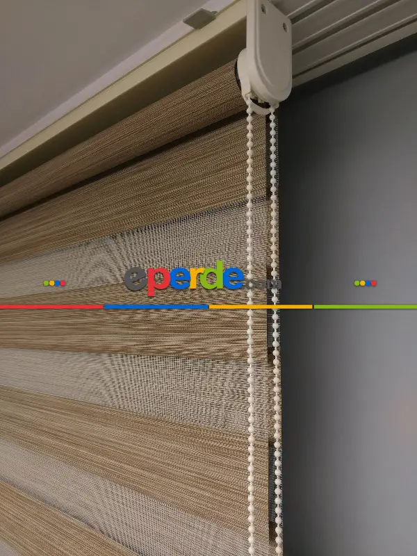 Salon Zebra Perde - 2021 Sezonu - Karartma Zebra Perde - Blackout Zebra Perde-ışık Geçirmez Zebra Perde- Kahve