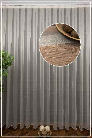 Arzenen Marka Doğal Yansımalarıyla Şık Görünümlü Kendinden Parlak, Renkli Tül Perde- Açık Bej - Kurşunlu Tül