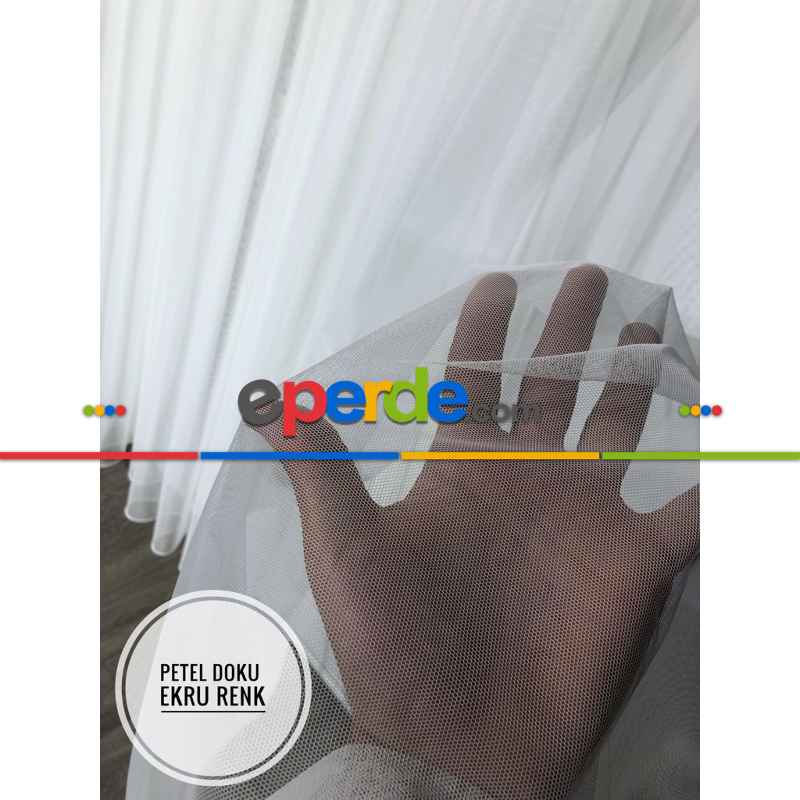 Mutfak Tül Grek Tül Perde - Petek Zemin - Kırık Beyaz- Ekru - Kurşunlu Tül - Ütü İstemez
