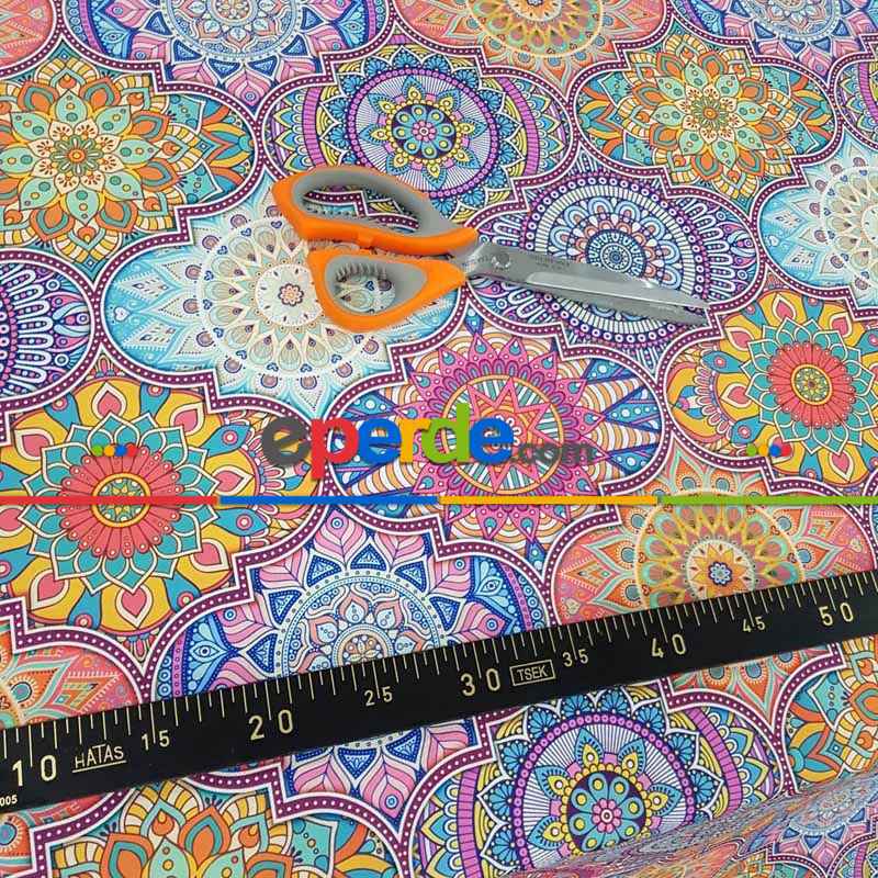 Mutfak Perdesi Kanat Fon Perde Patcwork Desenli- Turkuaz